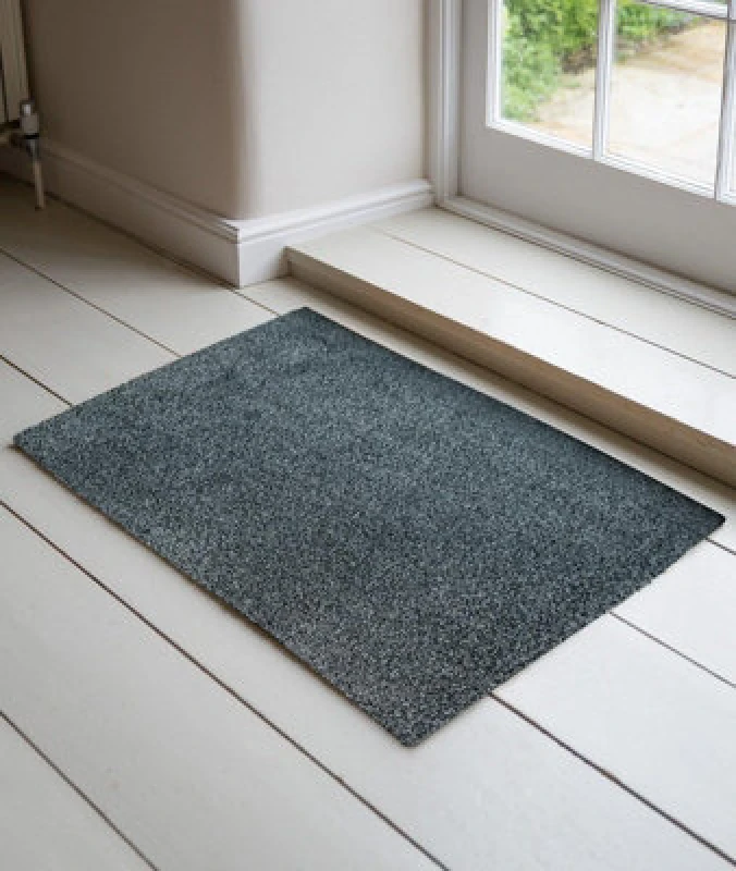 Image of Non Slip Absorbent Dirt Trapper Entrance Door Mats Silver Grey 50X80 Cm