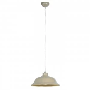 Image of 1 Light Dome Ceiling Pendant Country Cream Paint, Cream Braided Flex, E27