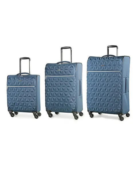 Image of Rock Luggage Jewel UYG8Z Soft Shell Blue Suitcase 3Pcs Set