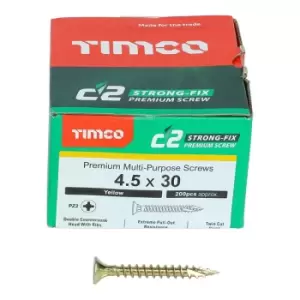 Image of Timco Yellow C2 Strong-Fix Double Countersunk PZ2 Screws - 4.5 x 30mm ( 200 Box )