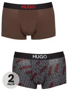 Image of Hugo Boss 2 Pack Mixed Print Logo Trunks Black Size M Men