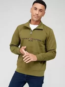 Image of Tommy Hilfiger Tommy Logo Mockneck, Green, Size 2XL, Men