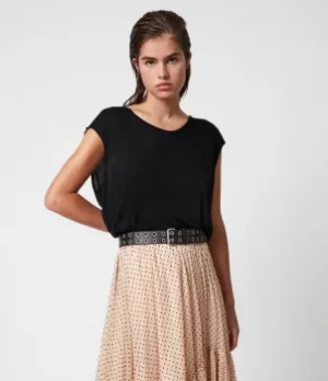 Image of AllSaints Womens Yasmine Top, Black, Size: 12