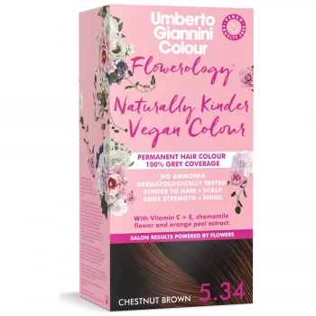 Image of Umberto Giannini Flowerology Naturally Kinder Colour - Chestnut Brown 5.34 195ml