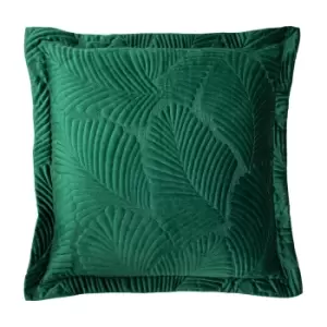 Image of Palmeria Quilted Velvet Cushion Emerald, Emerald / 60 x 60cm / Polyester Filled