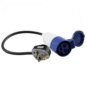 Image of Zexum 16A 230V Black UK 3 Pin Plug to Female Hook Up Extension - 1M