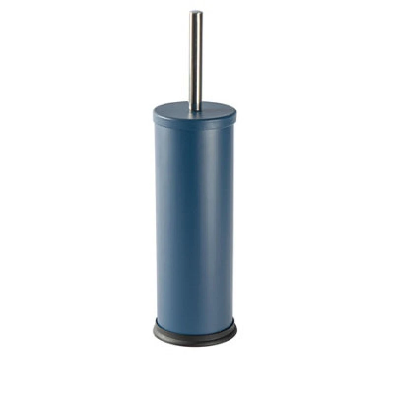 Image of Harbour Housewares Toilet Brush & Holder - Matt Blue - Round Stainless Steel Non Slip Rust Resistant Toilet Cleaning Brush Set