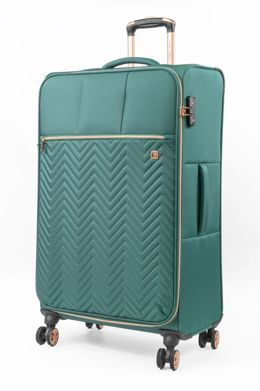 Image of Gino Ferrari Biella Soft Shell Suitcase Lightweight Hold Luggage with Tested Wheels in Teal Size: Medium Teal Unisex Medium