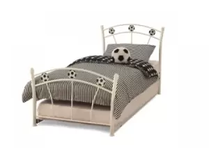 Image of Serene Soccer 3ft Single White Gloss Metal Guest Bed