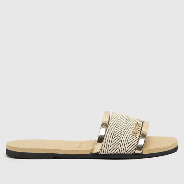 Image of Havaianas trancoso slide sandals in gold Gold UK 5 (EU 39)