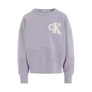 Image of Calvin Klein Jeans Towelling Mono Cn Sweatshirt - Purple