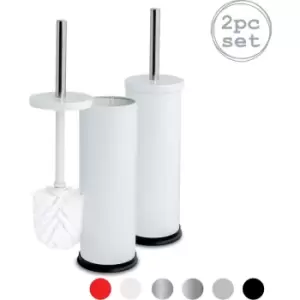 Image of Harbour Housewares - Round Toilet Brushes - White - Pack of 2