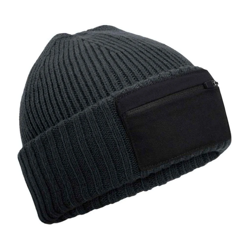 Image of Beechfield Beechfield Men Zip Patch Beanie in Grey Grey One Size Male 5063693967895