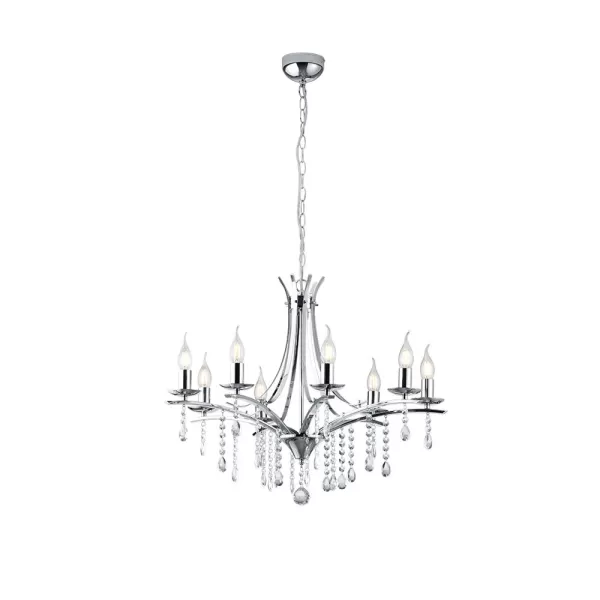 Image of Lucerna Modern 8 Light Multi Arm Pendant Ceiling Light Chrome