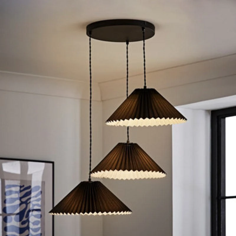 Image of VALUELIGHTS 3 Way Ceiling Light Fitting Pleated Lampshade Hanging Living Room Lighting 26753