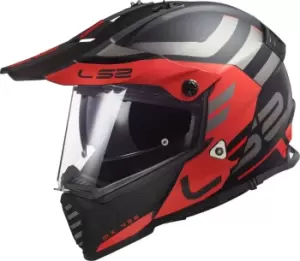 Image of LS2 MX436 Pioneer Evo Adventurer Motocross Helmet, black-red, Size S, black-red, Size S