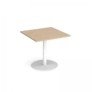 Image of Monza square dining table with flat round white base 800mm - kendal