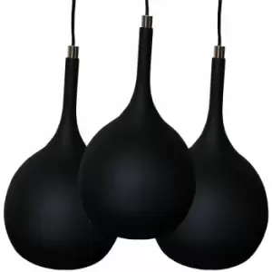 Image of Hanging Ceiling Pendant Light 3x Matt Black & Copper Kitchen Lamp Built in led