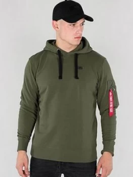 Image of Alpha Industries X-Fit Tape Detail Hoodie - Dark Green