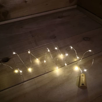 Image of Kingavon - 20 Warm White LED Wine Bottle Cork Battery String Lights Christmas Decoration