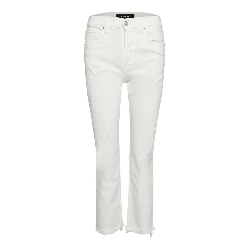 Image of Replay Maijke Straight-Fit Cropped Jeans White female 24 inch