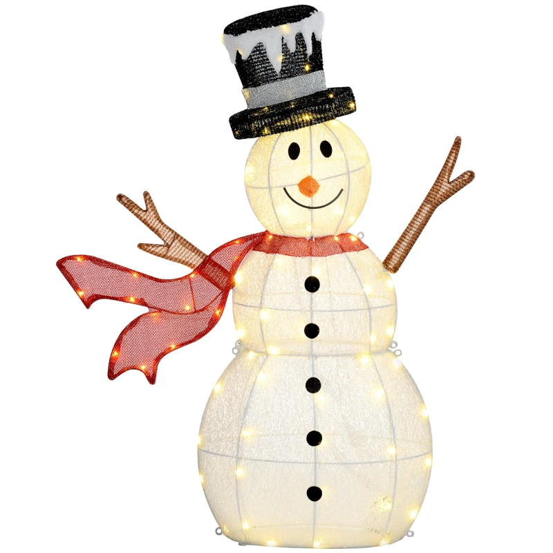 Image of Outsunny Lighted Christmas Snowman Waterproof Outdoor Christmas Decorations, White 84J-014V70WT