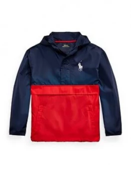 Image of Ralph Lauren Boys Lightweight Colourblock Pop Over Jacket - Navy