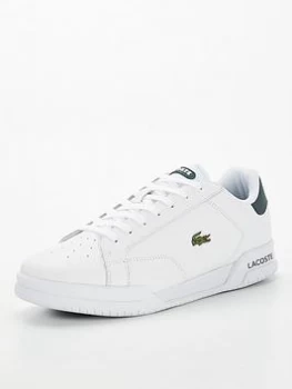 Image of Lacoste Twin Serve Leather Trainers - White, Size 8, Men
