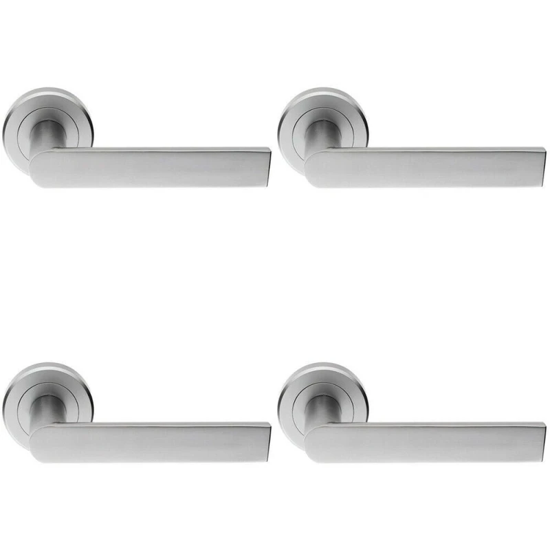 Image of Loops 4x PAIR Flat Rectangular Bar Handle on Round Rose Concealed Fix Satin Chrome Multi