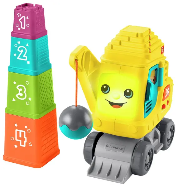 Image of Fisher-Price Count & Stack Push-Along Crane Stacking Toy