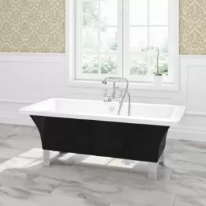 Image of Black Freestanding Double Ended Bath with Chrome Feet 1600 x 750mm - Athena