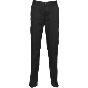 Image of Henbury Womens/Ladies 65/35 Flat Fronted Slim Fit Chino Work Trousers (Small x Long) (Black) - Black