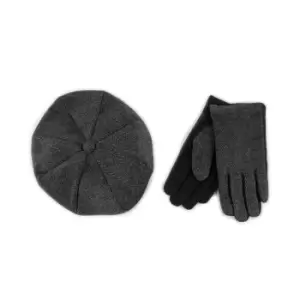 Image of totes Mens Baker Boy Hat and Glove Set Black