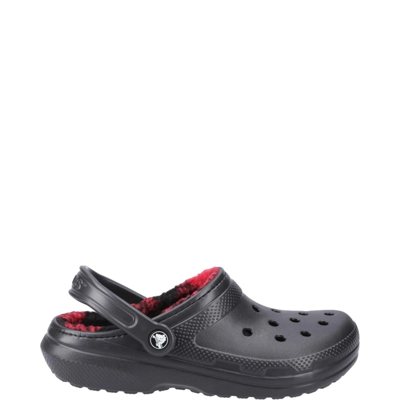 Image of Crocs Unisex Classic Lined Buffalo Check Clogs Black W8/M7