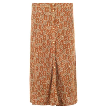 Image of Biba Logo Button Midi Skirt - Printed