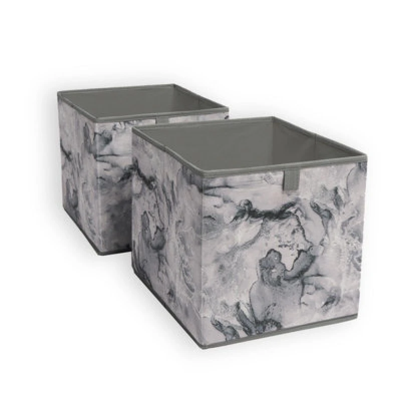 Image of OHS OHS Marble Storage Cubes 2 Pack Folding Boxes Shoe Toy Set Space Saving in Charcoal Charcoal One Size Unisex 5027434215546