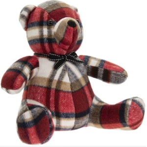 Image of Red Check Teddy Doorstop By Lesser & Pavey