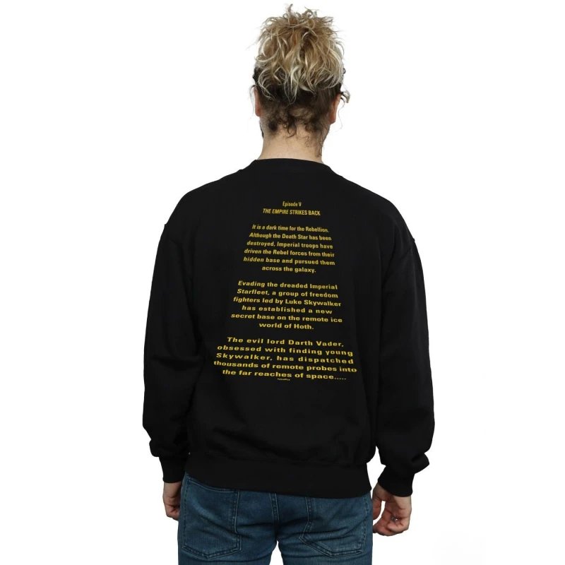Image of Star Wars Star Wars Men The Empire Strikes Back Opening Crawl Badge Sweatshirt in Black Size: Small Black S Male 5059400847765