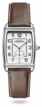 Image of Michel Herbelin 10638-22MA Mens Art-Deco Brown Strap Wristwatch Colour - Silver