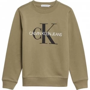 Image of Calvin Klein Junior Boys Monogram Crew Neck Sweatshirt - Olive M0G