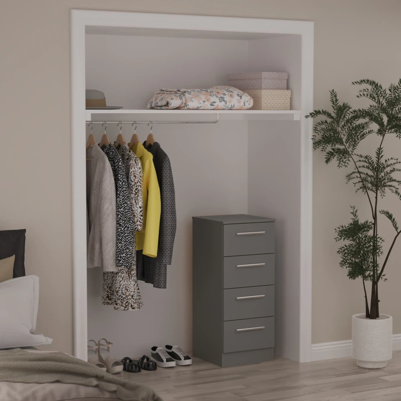 Image of Welcome Furniture Contrast 4 Drawer Bedside Cabinet Dusk Grey unisex Small