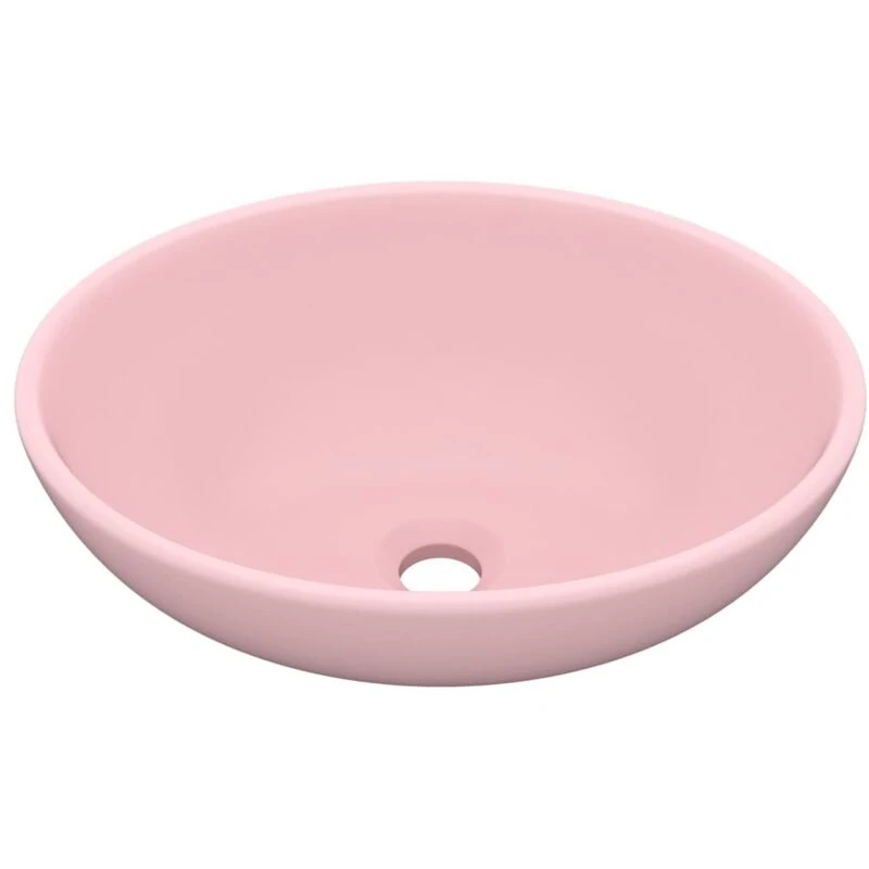 Image of VIDAXL Luxury Basin Oval-shaped Matt Pink 40x33cm Ceramic Vidaxl 8720286036273
