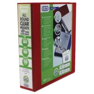 Image of Elba Panorama 50mm 4 D-Ring Presentation Binder A4 Red Pack of 4