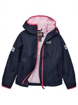 Image of Jack Wolfskin Girls Rainy Days Jacket - Navy/Pink