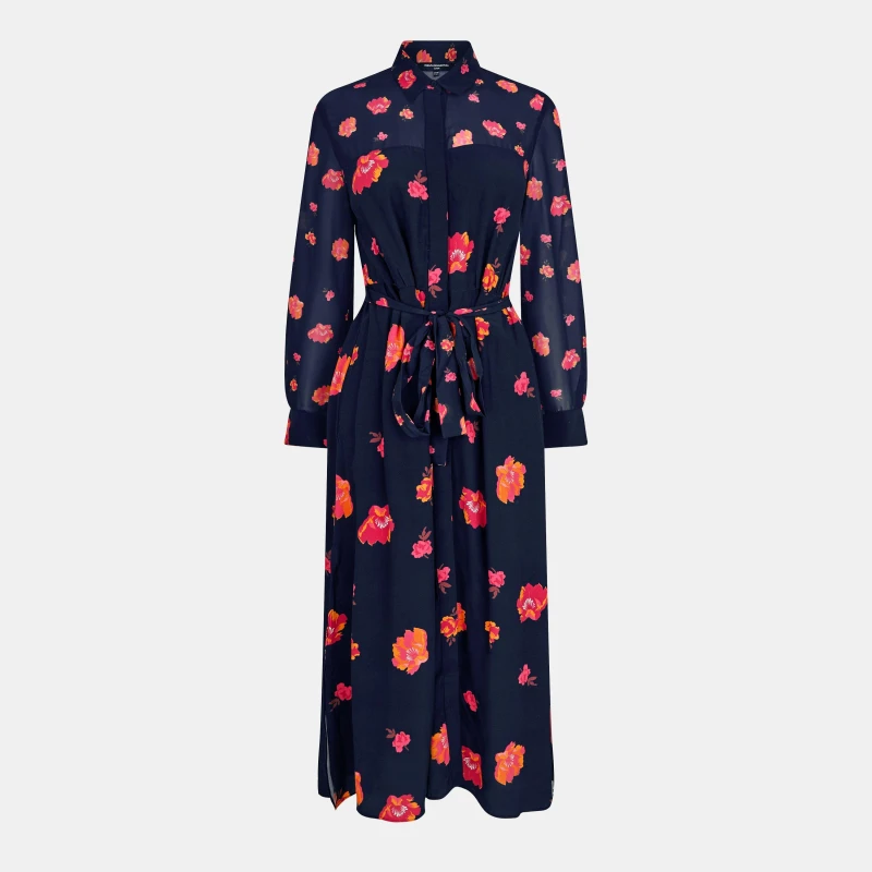 Image of French Connection Womens Ella Shirt Dress Marine Multi female 8 (XS)