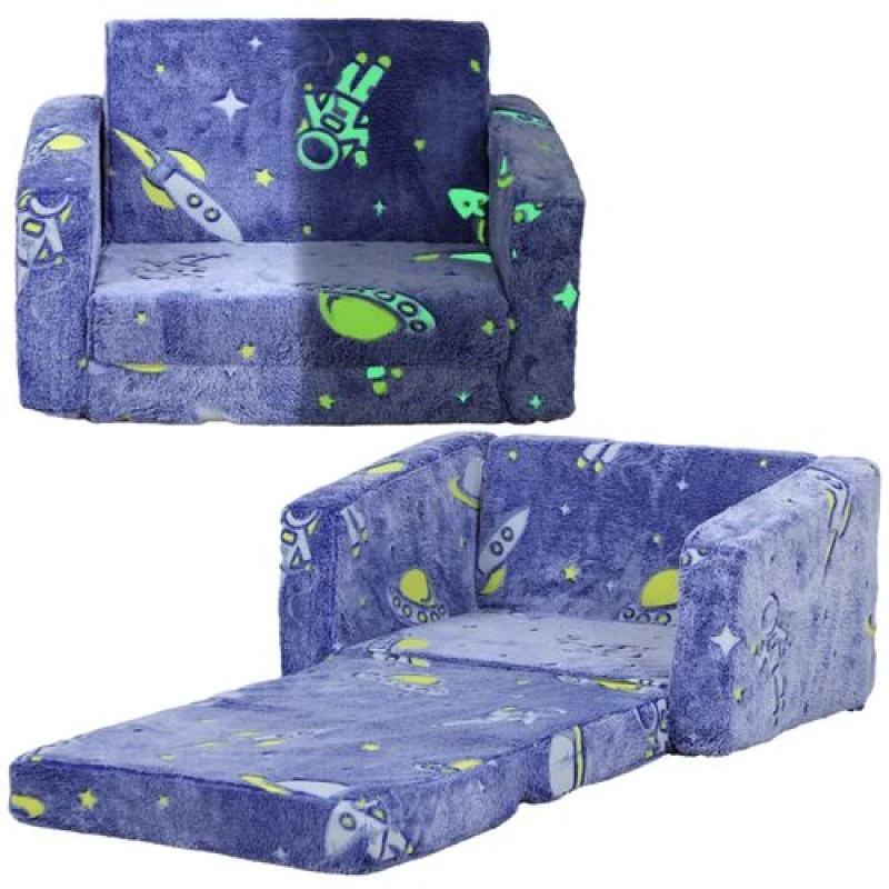 Image of AIYAPLAY 2 in 1 Kids Chair Bed with Glow in The Dark Design Pink - Aiyaplay 5056725566470