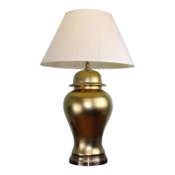 Image of Large Golden Ceramic Lamp with Metal Base 85cm
