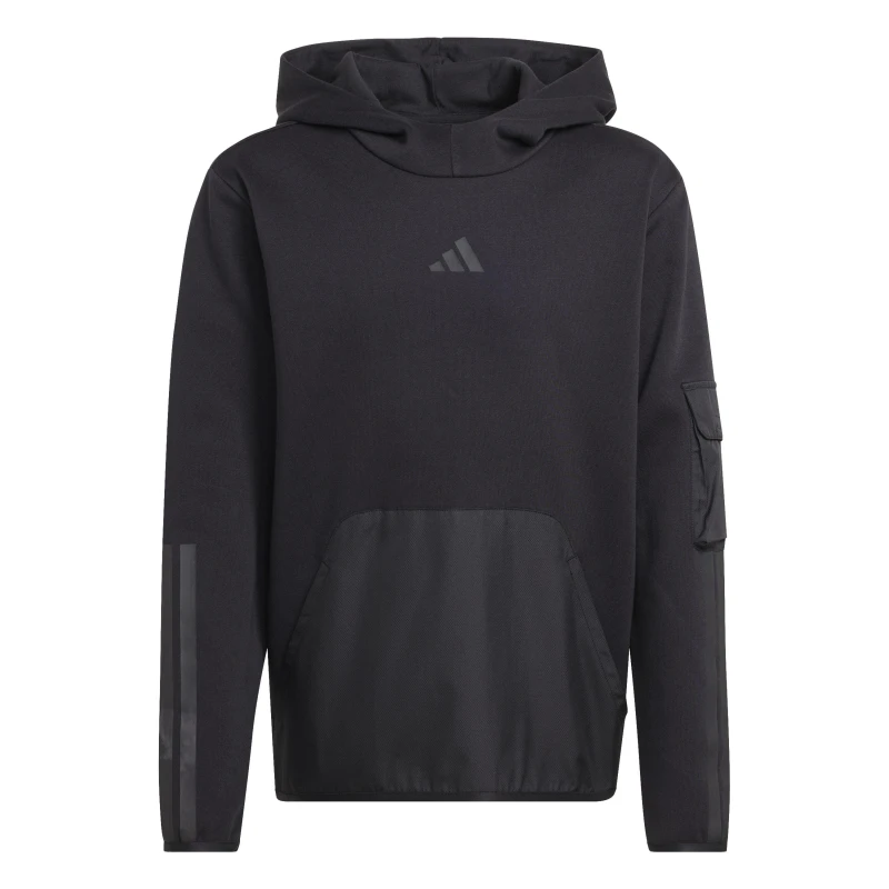 Image of adidas Utility Fleece Hoodie Juniors Black male 7-8 Years