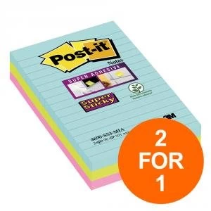 Image of Post It Super Sticky Notes Miami Ruled 90 Sheets 101x152mm Ref