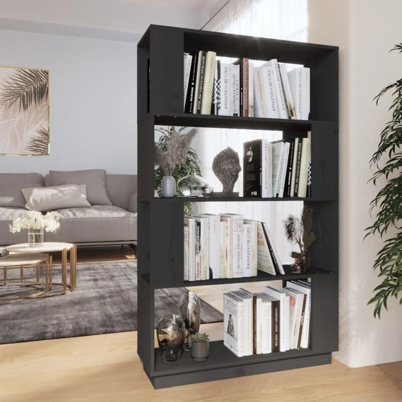 Image of VIDAXL Vidaxl - Book Cabinet/Room Divider Grey 80x25x132cm Solid Wood Pine 8720286906040
